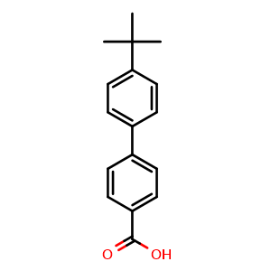 Chemical structure of 4'-tert-Butyl-4-biphenylcarboxylic acid , CAS 5748-42-5, AChemBlock P37307
