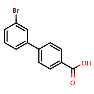 Chemical structure of 3'-Bromobiphenyl-4-carboxylic acid , CAS 5737-83-7, AChemBlock P37323