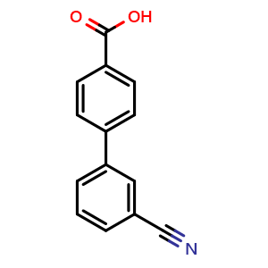 Chemical structure of 3'-Cyano-4-biphenylcarboxylic acid , CAS 5728-45-0, AChemBlock P37333
