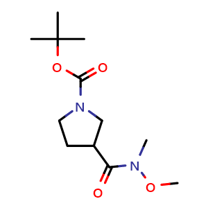 Chemical structure of N-Methoxy-N-methyl-1-Boc-pyrrolidine-3-carboxamide , CAS 569667-93-2, AChemBlock P37347