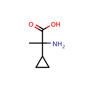 Chemical structure of 2-Amino-2-cyclopropylpropionic acid , CAS 5687-72-9, AChemBlock P37354