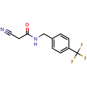 Chemical structure of 2-Cyano-N-(4-trifluoromethylbenzyl)acetamide , CAS 566926-08-7, AChemBlock P37367