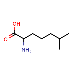Chemical structure of 2-Amino-6-methyl-heptanoic acid , CAS 56649-56-0, AChemBlock P37369