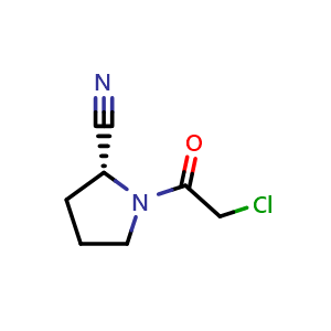 Chemical structure of (R)-1-(Chloroacetyl)-2-pyrrolidinecarbonitrile , CAS 565452-98-4, AChemBlock P37376
