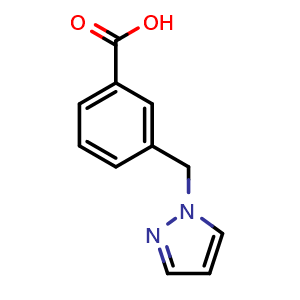 Chemical structure of 3-(1H-Pyrazol-1-ylmethyl)benzoic acid , CAS 562803-68-3, AChemBlock P37400