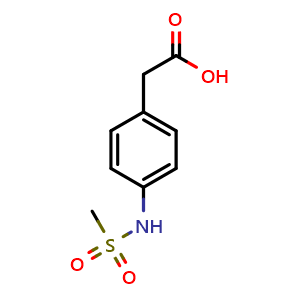 Chemical structure of 4-[(Methylsulfonyl)amino]benzeneacetic acid , CAS 56205-88-0, AChemBlock P37404