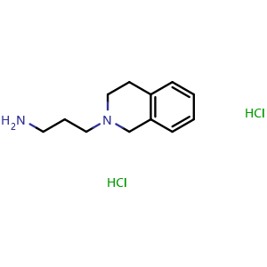 Chemical structure of 3,4-Dihydro-2(1H)-isoquinolinepropanamine dihydrochloride , CAS 5596-87-2, AChemBlock P37417