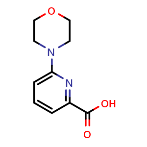 Chemical structure of 6-(4-Morpholinyl)-2-pyridinecarboxylic acid , CAS 554405-17-3, AChemBlock P37452