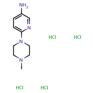 Chemical structure of 6-(4-Methyl-1-piperazinyl)-3-pyridinamine 4hydrochloride , CAS 55403-35-5, AChemBlock P37455