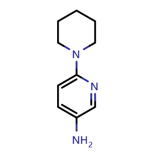 Chemical structure of 6-Piperidin-1-ylpyridin-3-amine , CAS 55403-29-7, AChemBlock P37456