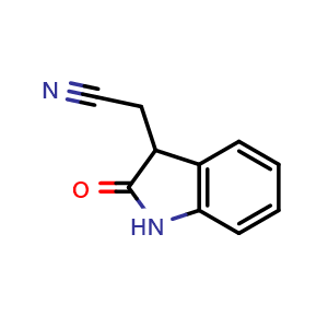 Chemical structure of 2-Oxo-3-indolineacetonitrile , CAS 54744-66-0, AChemBlock P37498