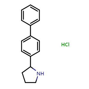 Chemical structure of 2-(4-Biphenylyl)-pyrrolidine hydrochloride , CAS 5424-66-8, AChemBlock P37536