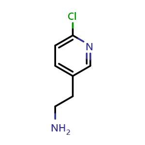 Chemical structure of 6-Chloro-3-pyridineethanamine , CAS 54127-64-9, AChemBlock P37543