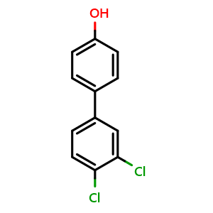 Chemical structure of 3',4'-Dichloro-biphenyl-4-ol , CAS 53890-77-0, AChemBlock P37564