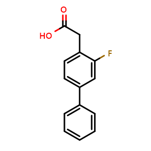 Chemical structure of 3-Fluoro-biphenyl-4-acetic acid , CAS 5366-51-8, AChemBlock P37577