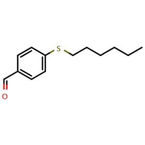 Chemical structure of 4-(Hexylthio)-benzaldehyde , CAS 53606-36-3, AChemBlock P37579