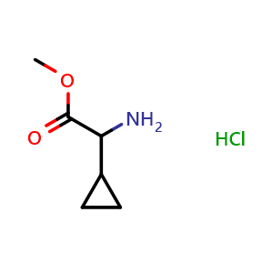 Chemical structure of Methyl a-Amino-cyclopropaneacetate hydrochloride , CAS 535936-86-8, AChemBlock P37580