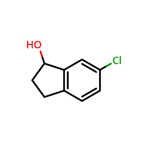 Chemical structure of 6-Chloro-2,3-dihydro-1H-inden-1-ol , CAS 52085-98-0, AChemBlock P37662