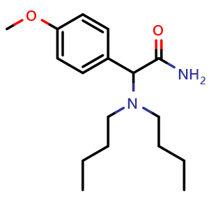 Chemical structure of a-(Dibutylamino)-4-methoxy-benzeneacetamide , CAS 519-88-0, AChemBlock P37669
