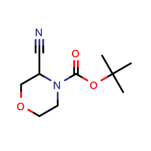 Chemical structure of N-Boc-3-cyanomorpholine , CAS 518047-40-0, AChemBlock P37681