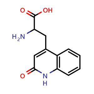 Chemical structure of 3-(1,2-Dihydro-2-oxo-quinoline-4-yl)-DL-alanine , CAS 5162-90-3, AChemBlock P37705