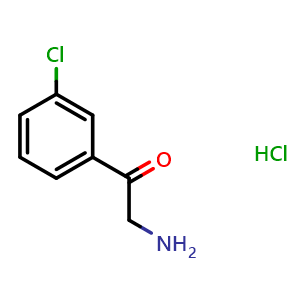 Chemical structure of 2-Amino-3'-chloroacetophenone hydrochloride , CAS 51084-83-4, AChemBlock P37749