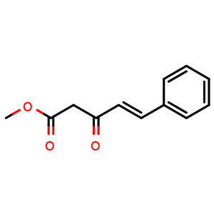 Chemical structure of 3-Oxo-5-phenyl-4-pentenoic acid methyl ester , CAS 51081-29-9, AChemBlock P37750