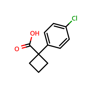 Chemical structure of 1-(4-Chlorophenyl)cyclobutanecarboxylic acid , CAS 50921-39-6, AChemBlock P37762