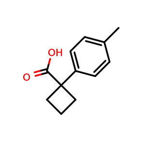 Chemical structure of 1-(4-Methylphenyl)cyclobutanecarboxylic acid , CAS 50921-38-5, AChemBlock P37763
