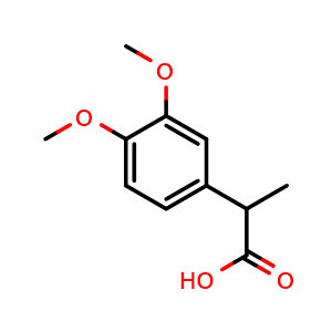 Chemical structure of 3,4-Dimethoxy-a-methyl-benzeneacetic acid , CAS 50463-74-6, AChemBlock P37791