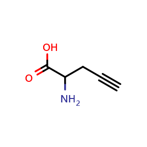 Chemical structure of 2-Amino-4-pentynoic acid , CAS 50428-03-0, AChemBlock P37796