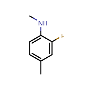 Chemical structure of 2-Fluoro-N,4-dimethylbenzenamine , CAS 502435-32-7, AChemBlock P37822