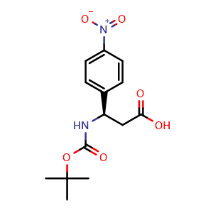 Chemical structure of Boc-(R)-3-Amino-3-(4-nitrophenyl)propionic acid , CAS 500770-85-4, AChemBlock P37849