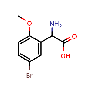 Chemical structure of 2-Amino-2-(5-bromo-2-methoxyphenyl)acetic acid , CAS 500696-01-5, AChemBlock P37854