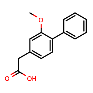 Chemical structure of 2-Methoxy-biphenyl-4-acetic acid , CAS 5002-27-7, AChemBlock P37860