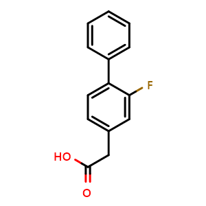 Chemical structure of 2-Fluoro-biphenyl-4-acetic acid , CAS 5001-96-7, AChemBlock P37865