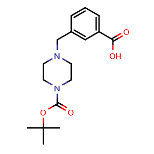 Chemical structure of 3-[(4-Boc-piperazin-1-yl)methyl]benzoic acid , CAS 500013-38-7, AChemBlock P37866