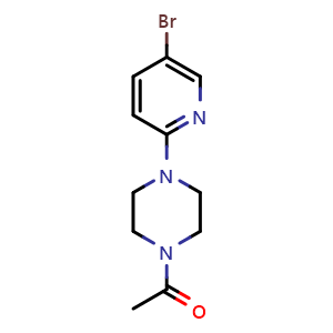 Chemical structure of 1-[4-(5-Bromo-2-pyridinyl)-1-piperazinyl]ethanone , CAS 494771-76-5, AChemBlock P37889