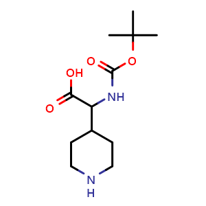 Chemical structure of a-(Boc-amino)-4-piperidineacetic acid , CAS 494210-73-0, AChemBlock P37890