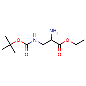 Chemical structure of 3-(Boc-amino)-DL-alanine ethyl ester , CAS 493026-61-2, AChemBlock P37893