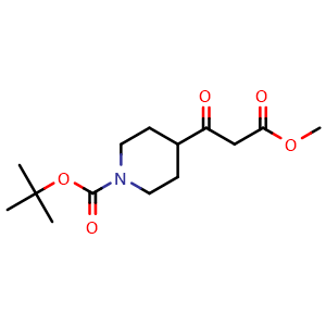 Chemical structure of Methyl 1-Boc-b-oxo-4-piperidinepropanoate , CAS 479630-02-9, AChemBlock P37913