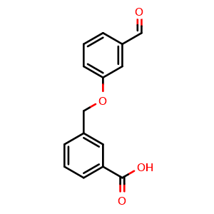 Chemical structure of 3-((3-Formylphenoxy)methyl)benzoic acid , CAS 479578-96-6, AChemBlock P37914