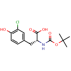 Chemical structure of 3-Chloro-N-Boc-D-tyrosine , CAS 478183-57-2, AChemBlock P37926