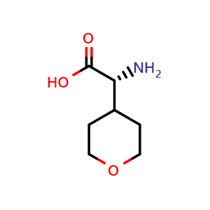 Chemical structure of (R)-a-Aminotetrahydro-2H-pyran-4-acetic acid , CAS 475649-32-2, AChemBlock P37935