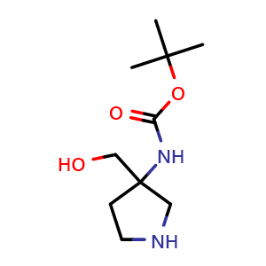 Chemical structure of 3-(Boc-amino)-3-pyrrolidinemethanol , CAS 475469-15-9, AChemBlock P37936