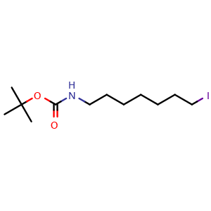 Chemical structure of tert-Butyl 7-iodoheptylcarbamate , CAS 474886-85-6, AChemBlock P37939