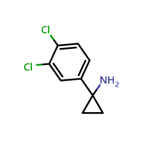 Chemical structure of 1-(3,4-Dichlorophenyl)cyclopropanamine , CAS 474709-82-5, AChemBlock P37944