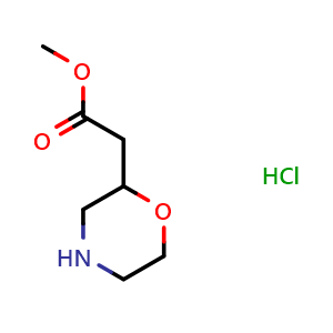 Chemical structure of 2-Morpholineacetic acid methyl ester hydrochloride , CAS 1187932-65-5, AChemBlock P37954