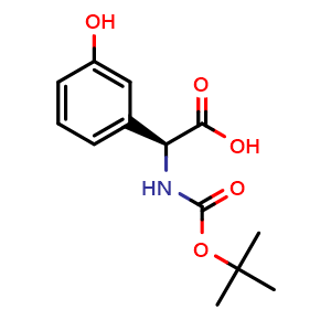 Chemical structure of Boc-(S)-amino-(3-hydroxyphenyl)acetic acid , CAS 46988-94-7, AChemBlock P37965