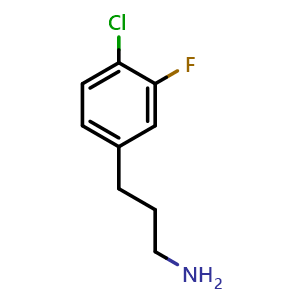 Chemical structure of 4-Chloro-3-fluorobenzenepropanamine , CAS 465529-47-9, AChemBlock P37976